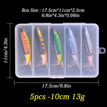 Load image into Gallery viewer, 5PCS Whopper Plopper Bait 10cm 13g Topwater Fishing Lure Set Floating Pencil Popper Hard Bait Wobbler Rotating Tail with Box