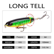 Load image into Gallery viewer, 5PCS Whopper Plopper Bait 10cm 13g Topwater Fishing Lure Set Floating Pencil Popper Hard Bait Wobbler Rotating Tail with Box