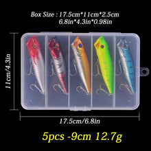 Load image into Gallery viewer, 5PCS Whopper Plopper Bait 10cm 13g Topwater Fishing Lure Set Floating Pencil Popper Hard Bait Wobbler Rotating Tail with Box