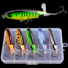 Load image into Gallery viewer, 5PCS Whopper Plopper Bait 10cm 13g Topwater Fishing Lure Set Floating Pencil Popper Hard Bait Wobbler Rotating Tail with Box