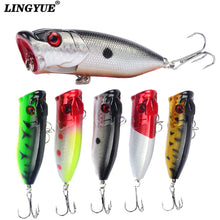 Load image into Gallery viewer, Hot 1pcs Fishing Lures 6.5cm/12g Topwater Popper Bait 5 Color Hard Bait Artificial Wobblers Plastic Fishing Tackle With 6# Hooks