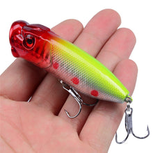 Load image into Gallery viewer, Hot 1pcs Fishing Lures 6.5cm/12g Topwater Popper Bait 5 Color Hard Bait Artificial Wobblers Plastic Fishing Tackle With 6# Hooks