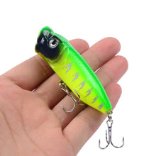 Load image into Gallery viewer, Hot 1pcs Fishing Lures 6.5cm/12g Topwater Popper Bait 5 Color Hard Bait Artificial Wobblers Plastic Fishing Tackle With 6# Hooks