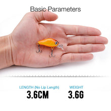 Load image into Gallery viewer, TREHOOK 36mm 3.6g 5pcs Mini Crankbait Fishing Lures Topwater Artificial Hard Bait Minnow Swimbait Wobblers Carp Fishing Lure Set