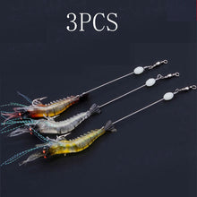 Load image into Gallery viewer, 3 PCS Three Colors Simulation Lure Soft Bait Hooks To Hang Fake Shrimp Lure Bionic Shrimp With Luminous Shrimp-shaped Soft Bait