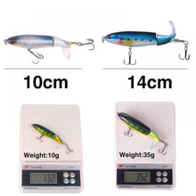 Load image into Gallery viewer, 1Unit Topwater Minnow Fishing Lure 10Cm/14Cm Whopper Popper Artificial Bait Hard Plopper Soft Rotating Tail Fishing Tackle
