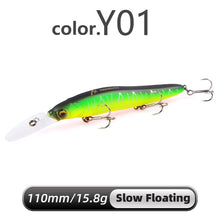 Load image into Gallery viewer, MEREDITH Slow Sinking or Flaoting 110mm Minnow Wobbler Fishing Lures Artificial Hard Bait Depth 0-3m Bass Pike Bait Tackle
