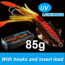 Load image into Gallery viewer, SUNMILE Fishing Soft Squid Lure 20g/60g/80g/100g/120g/150g Luminous/UV Squid Jig Fishing Lures For Sea Fishing Wobbler Bait
