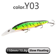Load image into Gallery viewer, MEREDITH Slow Sinking or Flaoting 110mm Minnow Wobbler Fishing Lures Artificial Hard Bait Depth 0-3m Bass Pike Bait Tackle
