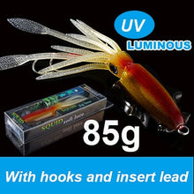 Load image into Gallery viewer, SUNMILE Fishing Soft Squid Lure 20g/60g/80g/100g/120g/150g Luminous/UV Squid Jig Fishing Lures For Sea Fishing Wobbler Bait
