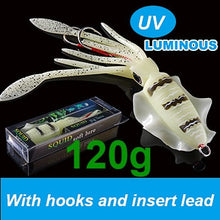 Load image into Gallery viewer, SUNMILE Fishing Soft Squid Lure 20g/60g/80g/100g/120g/150g Luminous/UV Squid Jig Fishing Lures For Sea Fishing Wobbler Bait
