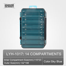 Load image into Gallery viewer, Kingdom Fishing Box 12 14 compartments Fishing Accessories lure Hook Boxes storage Double Sided High Strength Fishing Tackle Box
