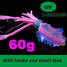 Load image into Gallery viewer, SUNMILE Fishing Soft Squid Lure 20g/60g/80g/100g/120g/150g Luminous/UV Squid Jig Fishing Lures For Sea Fishing Wobbler Bait

