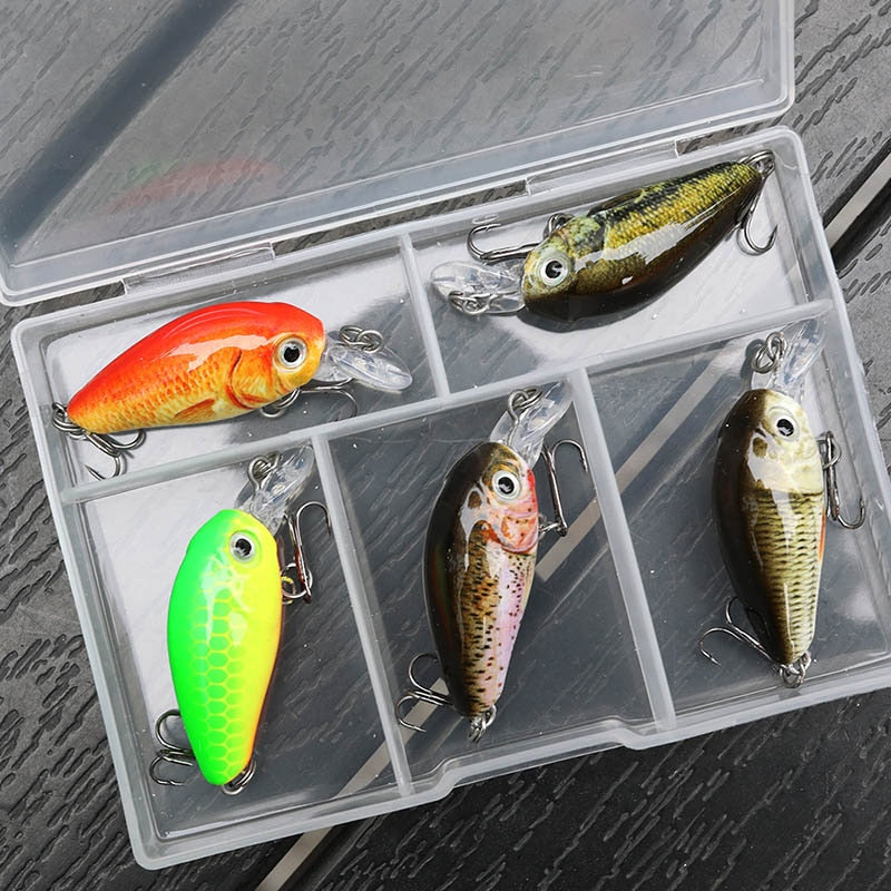 TREHOOK 36mm 3.6g 5pcs Mini Crankbait Fishing Lures Topwater Artificial Hard Bait Minnow Swimbait Wobblers Carp Fishing Lure Set