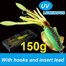 Load image into Gallery viewer, SUNMILE Fishing Soft Squid Lure 20g/60g/80g/100g/120g/150g Luminous/UV Squid Jig Fishing Lures For Sea Fishing Wobbler Bait
