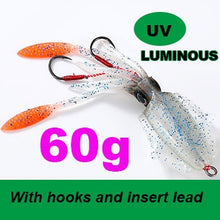 Load image into Gallery viewer, SUNMILE Fishing Soft Squid Lure 20g/60g/80g/100g/120g/150g Luminous/UV Squid Jig Fishing Lures For Sea Fishing Wobbler Bait
