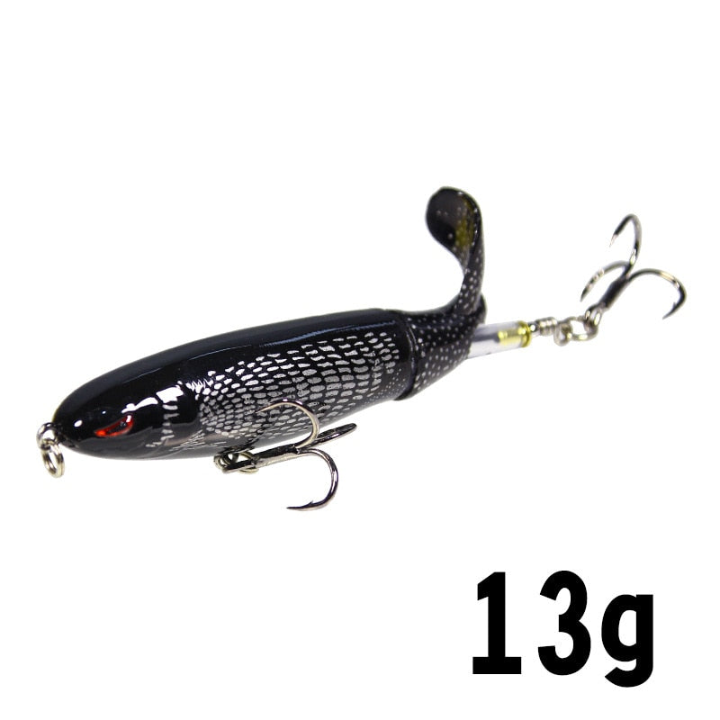 1Unit Topwater Minnow Fishing Lure 10Cm/14Cm Whopper Popper Artificial Bait Hard Plopper Soft Rotating Tail Fishing Tackle