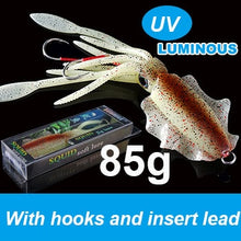 Load image into Gallery viewer, SUNMILE Fishing Soft Squid Lure 20g/60g/80g/100g/120g/150g Luminous/UV Squid Jig Fishing Lures For Sea Fishing Wobbler Bait
