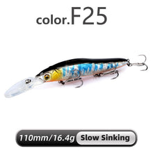 Load image into Gallery viewer, MEREDITH Slow Sinking or Flaoting 110mm Minnow Wobbler Fishing Lures Artificial Hard Bait Depth 0-3m Bass Pike Bait Tackle
