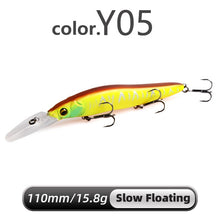 Load image into Gallery viewer, MEREDITH Slow Sinking or Flaoting 110mm Minnow Wobbler Fishing Lures Artificial Hard Bait Depth 0-3m Bass Pike Bait Tackle
