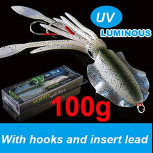 Load image into Gallery viewer, SUNMILE Fishing Soft Squid Lure 20g/60g/80g/100g/120g/150g Luminous/UV Squid Jig Fishing Lures For Sea Fishing Wobbler Bait
