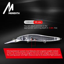 Load image into Gallery viewer, MEREDITH Slow Sinking or Flaoting 110mm Minnow Wobbler Fishing Lures Artificial Hard Bait Depth 0-3m Bass Pike Bait Tackle

