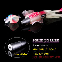 Load image into Gallery viewer, SUNMILE Fishing Soft Squid Lure 20g/60g/80g/100g/120g/150g Luminous/UV Squid Jig Fishing Lures For Sea Fishing Wobbler Bait
