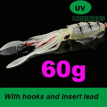 Load image into Gallery viewer, SUNMILE Fishing Soft Squid Lure 20g/60g/80g/100g/120g/150g Luminous/UV Squid Jig Fishing Lures For Sea Fishing Wobbler Bait
