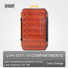 Load image into Gallery viewer, Kingdom Fishing Box 12 14 compartments Fishing Accessories lure Hook Boxes storage Double Sided High Strength Fishing Tackle Box
