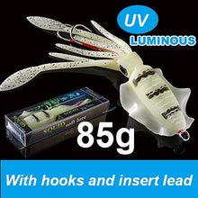 Load image into Gallery viewer, SUNMILE Fishing Soft Squid Lure 20g/60g/80g/100g/120g/150g Luminous/UV Squid Jig Fishing Lures For Sea Fishing Wobbler Bait
