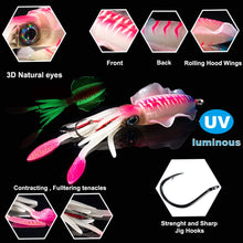Load image into Gallery viewer, SUNMILE Fishing Soft Squid Lure 20g/60g/80g/100g/120g/150g Luminous/UV Squid Jig Fishing Lures For Sea Fishing Wobbler Bait
