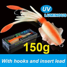 Load image into Gallery viewer, SUNMILE Fishing Soft Squid Lure 20g/60g/80g/100g/120g/150g Luminous/UV Squid Jig Fishing Lures For Sea Fishing Wobbler Bait
