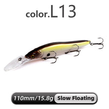 Load image into Gallery viewer, MEREDITH Slow Sinking or Flaoting 110mm Minnow Wobbler Fishing Lures Artificial Hard Bait Depth 0-3m Bass Pike Bait Tackle
