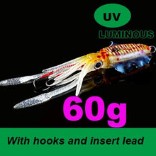 Load image into Gallery viewer, SUNMILE Fishing Soft Squid Lure 20g/60g/80g/100g/120g/150g Luminous/UV Squid Jig Fishing Lures For Sea Fishing Wobbler Bait
