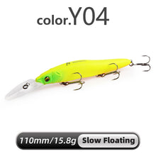 Load image into Gallery viewer, MEREDITH Slow Sinking or Flaoting 110mm Minnow Wobbler Fishing Lures Artificial Hard Bait Depth 0-3m Bass Pike Bait Tackle
