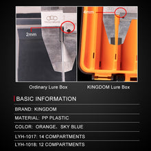 Load image into Gallery viewer, Kingdom Fishing Box 12 14 compartments Fishing Accessories lure Hook Boxes storage Double Sided High Strength Fishing Tackle Box
